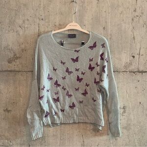Wooden Ships Sweater with Purple Butterfly Design